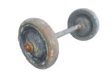 2 alte Räder auf Achse Wagenachse Rad Räder  🍀 Eisen Vollgummi Eisenräder