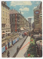 AK München Kaufingerstr. Höhe Domhof Tram Straßenbahn Stempel gelaufen 1957
