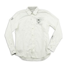 Camp David Hemd Gr. L Muscle Fit Herren Oberteil Freizeit Shirt Langarm Weiß