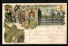 Lithographie Heidingsfeld /Main, Nikolausthor, Giemaul, Die alten Schweden 1903 