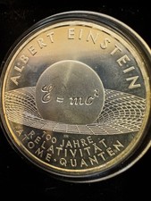 10 Eur BRD 2005 Silber   "Albert Einstein" 100 Jahre Relativität Atome Quanten
