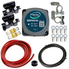 Trennrelais Zweitbatterie Set 140A 12V 3,5m Kabel ECu 16mm² Camper Van Auto Bus