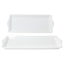 2x STABIL Kuchenplatte rechteckig weiß Stollen Servier-Platte Kekse Porzellan
