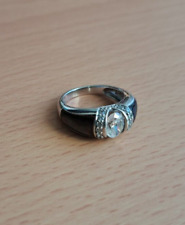 Ring Silber 925 rhodiniert - Weißtopas / Abalone - Ringgröße: 54 (17,2mm Ø)