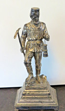 24847/ Alte Figur Kumpel Bergmann Metall versilbert  Höhe ca. 34 cm