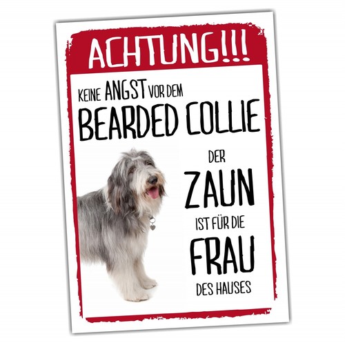 Bearded collie schild achtung - bearded,