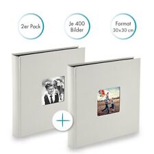 Pazzimo Foto Album Doppelpack Beige, 30x30cm, 100 schwarze Seiten für 400 Fotos