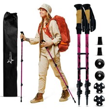 STAR-TRAIL™ Trekking-/Wanderstöcke~leichtes 7075 Aluminium~Tragetasche~DUNKELROSA