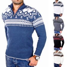Reslad Herren Strickpullover Winter Troyer Pulli Norweger-Pullover RS-3110