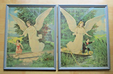 2 x SCHUTZENGELBILD HEILIGENBILD beschützt Mädchen+Jungen je 55x43,5 cm