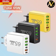 6-Fach Schnell Ladegerät Stecker 6 x USB Port 65W Netzteil Adapter Handy Tablet