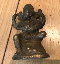 Messing Ganesha Statue Hindu Elefant Gott 80mm hoch x 74mm breit Vintage Ref1
