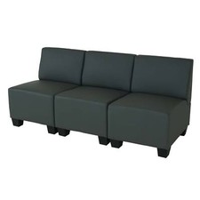 B-Ware Modular 3-Sitzer Sofa Couch Lyon, Kunstleder dunkelgrau, ohne Armlehnen
