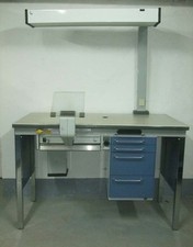 Kavo Einzel-Arbeitsplatz 1er Labortisch blau mit Absaugung, Absaugmaul & Lampe