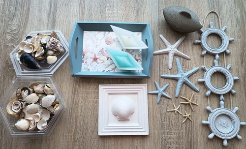 Deko kerzen muscheln tablett - muscheln,,