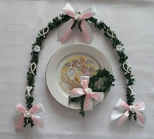 Kommunion Buchsbaumgirlande Ehrenplatz Tischdeko Taufe, Konfirmation, Rosa