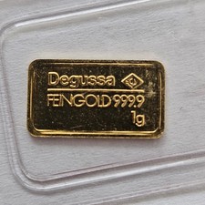 1 Gramm Goldbarren Degussa Frankfurt Feingold Vintage  Gold Or Oro Goud