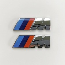 2x BMW M Emblem Logo Kotflügel Chrom Glanz Silber M Paket 45x15 Aufkleber