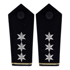 Schulterklappen 3 Sterne silber + Litze gold