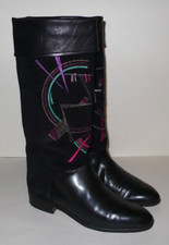 POLLINI Stiefel 37,5 Vollleder Vintage 80er Leder Reiter Boots Schlupfstiefel 