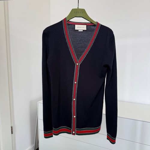 Gucci strickjacke blau - gucci, blau/rot