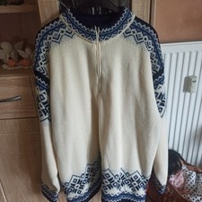 Herren Norweger Pullover Beige / Blau XXl