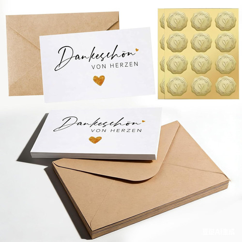 Dankeskarten set für hochzeit - dankeskarten,