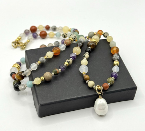Bunte edelsteinkette mit - edelsteinkette,
