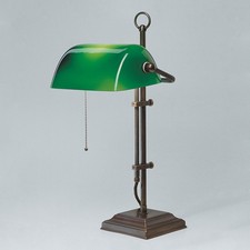 Bankerlampe echt Messing Grün