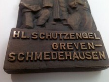 Bronze Relief Tafel Greven-Schmedehausen - Hl. Schutzengel -schweres Bronzebild
