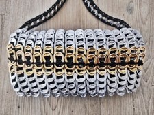 Unikat! Damen Handtasche handmade,recycling Dosenverschlüsse silber-gold