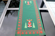 Neuwertiger Läufer Weihnachtsdecke Lupenstickerei Grün 85 x 40 cm  11