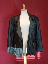 Weiche Biker Leder Jacke mit Gürtel Brust- Eingrifftaschen  Gr. 38 / 40, M / L