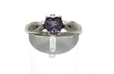 925/- Silberring, simulierter Diamant, Herz, Lila, Gr. 59, Sterlingsilber