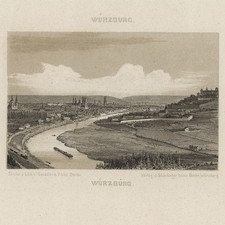 Würzburg Historische Ansicht Bayern Geissler und Violet Lithografie Mitte 19 Jhd
