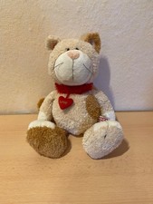 Plüschtier Katze “Love“ von NICI mit Herz-Halsband. 35 cm beige-braun unbespielt