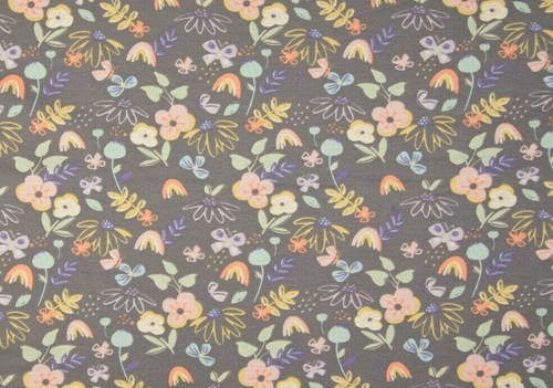 Jersey baumwolle blumen grey - baumwolle,