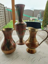 Alte Messing Vase Indien Graviert Handgefertigt