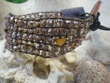 Perlenarmband leder braun - perlenarmband,