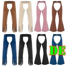 DE Herren Cowboy Chaps Westliche Showchaps Cut Out Hosen Party Cosplay Halloween