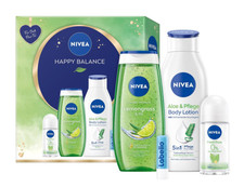 Nivea Happy Balance Geschenkset Pflegedusche Bodylotion Deo Lippenpflege 4tlg