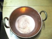 Antike schwere Kupfer Rührschüssel 22 cm Durchmesser aus Portugal