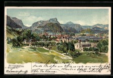 Künstler-AK Edward Theodore Compton: Bad Reichenhall, Teilansicht 1900 