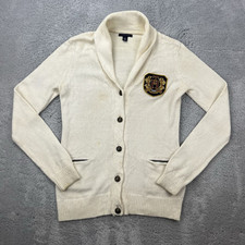 Tommy Hilfiger Damen Pullover Cardigan Strickjacke Jumper Gr. M beige Baumwolle