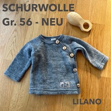 *NEU* LILANO Wickelpulli Wollfrottee Plüsch geringelt, Wolle - Grau - 56