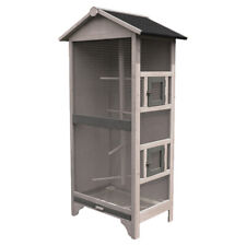 Flamingo Holzvoliere Nevada Cottage 78x57x157,5cm für Vögel grau wetterfest