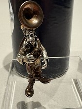 Angini  emaillierter Silber Musiker Clown mit Sousaphone (Blechblasinstrument)