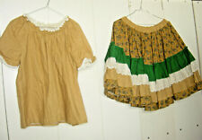 Square Dance Outfit Bluse Tellerrock Tie für Petticoat braun Paisley Volants USA