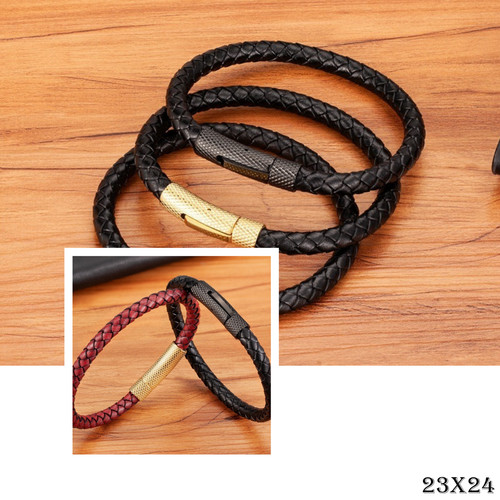 Echtleder armband titanstahl - armband,