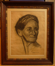 MÜLLER 1917 Kohlezeichnung Gemälde Bild alt antik original Portrait Frau sign.